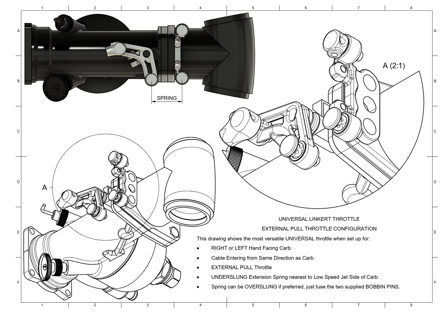 Carburettor Throttle Linkage - Fits Linkert M Series using External Twist Throttle