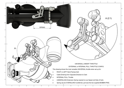 Carburettor Throttle Linkage - Fits Linkert M Series using External Twist Throttle